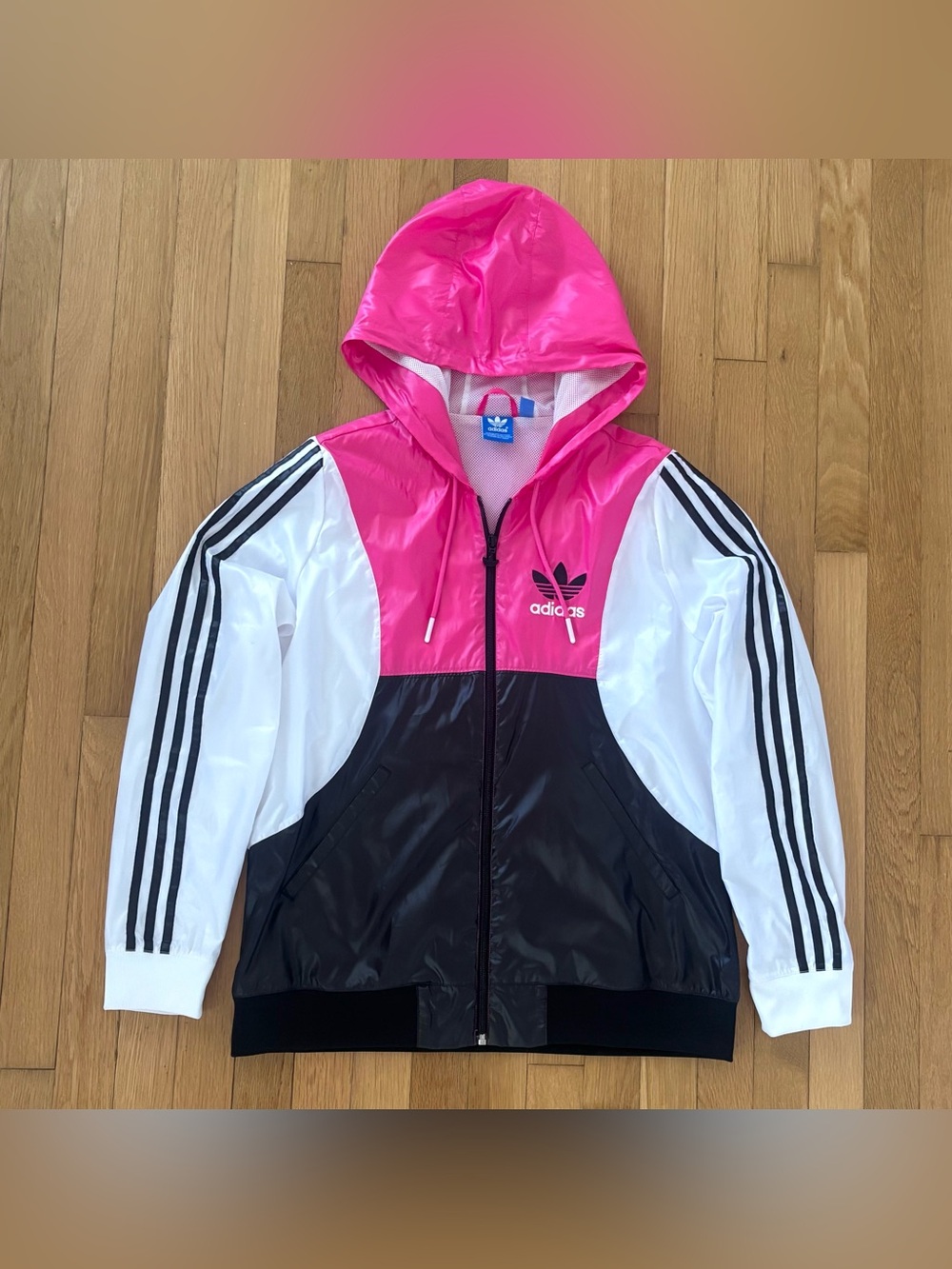 Adidas Trefoil Jacket Windbreaker Womens M Pink Gorpcore Mcbling 2000s Z63041